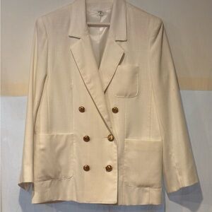 Vintage Double Breasted Women’s Off White Blazer With Anchor Buttons. Size 10